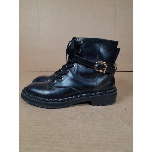 Louise Et Cie Sabri Rope  BlAck Leather Bootie Women Sz  7  M  Side Zip Boot - Picture 13 of 13